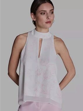 BCBG Women's Halter Neck Sleeveless Blouse